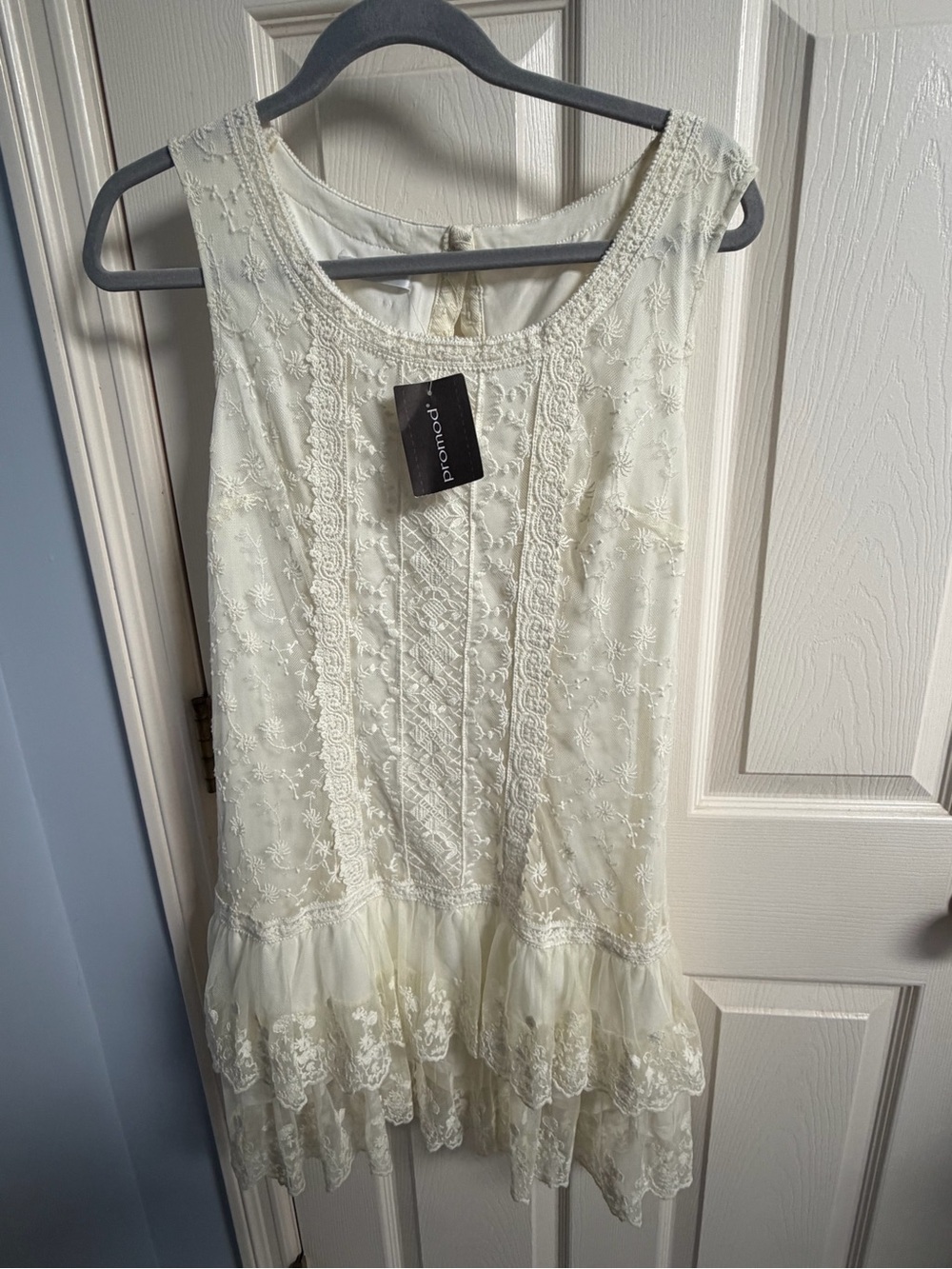 Promod Ivory Lace Embroidered Dress